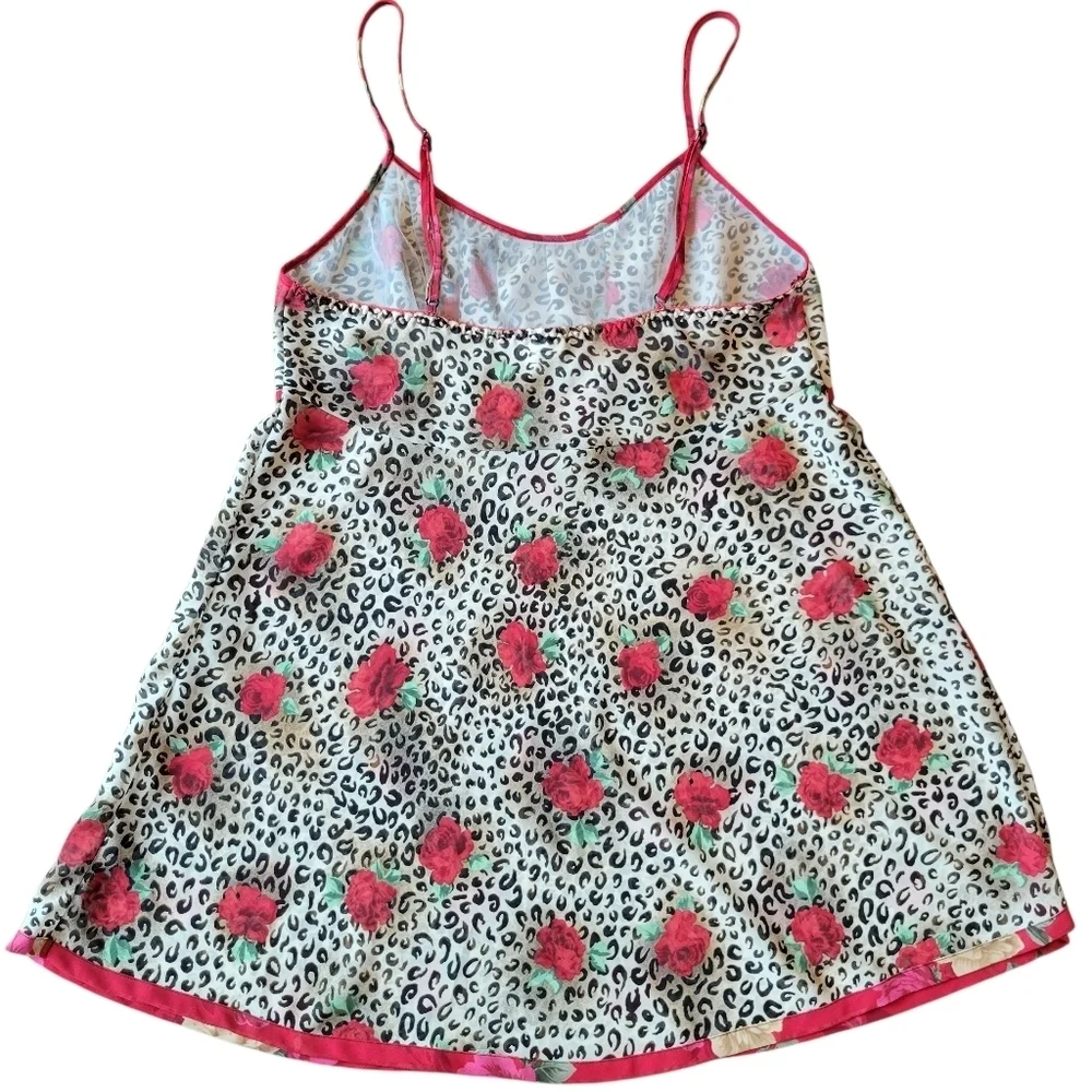 Animal Print Red Roses Semi Sheer Slip Dress